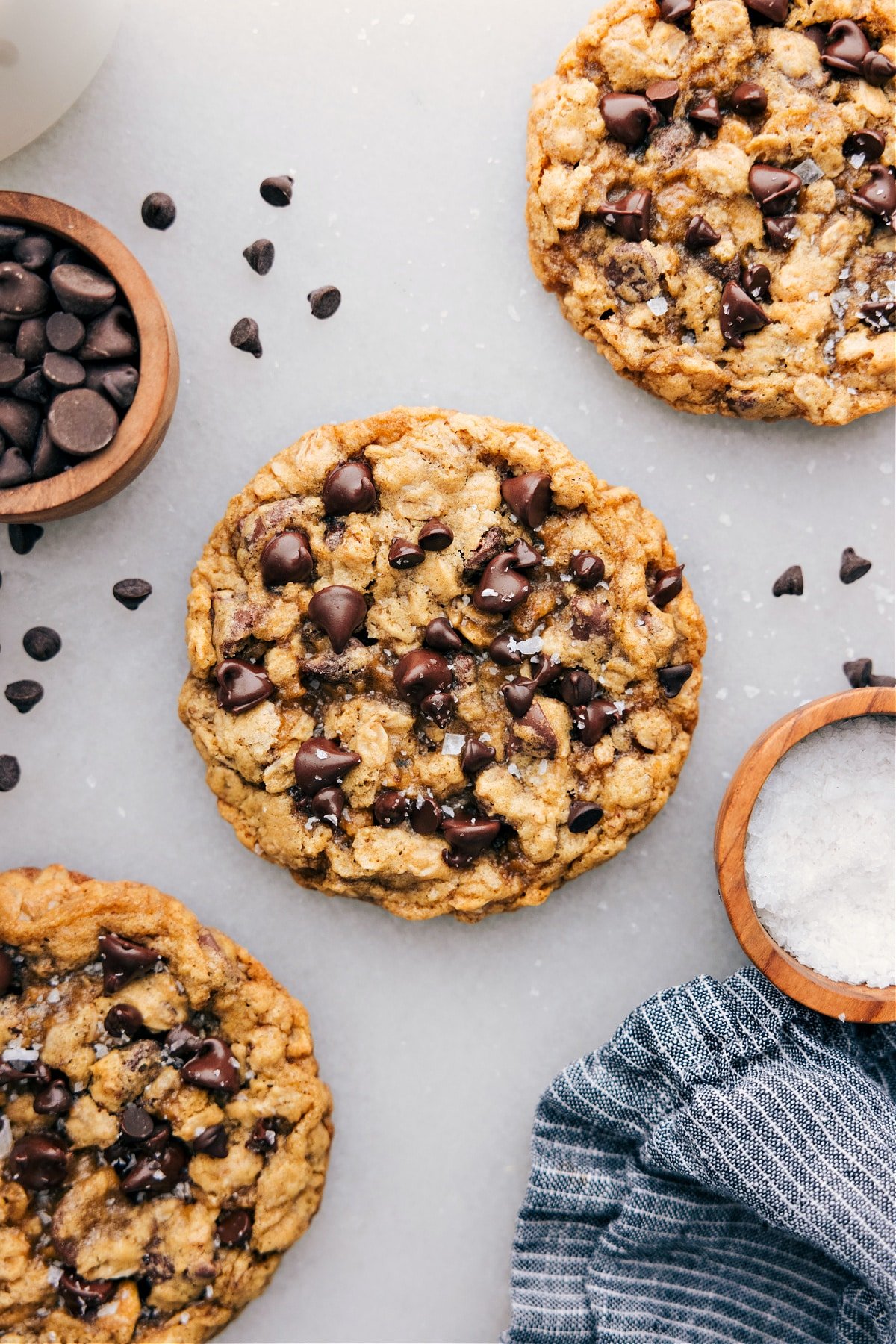 Small Batch Oatmeal Cookies with flaky sea salt on top.