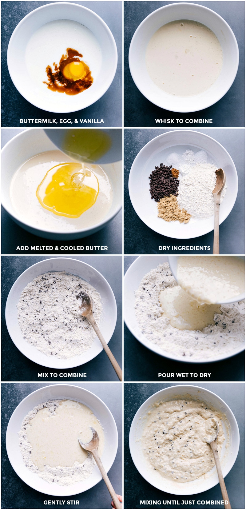 Process shots--mixing the wet and dry ingredients