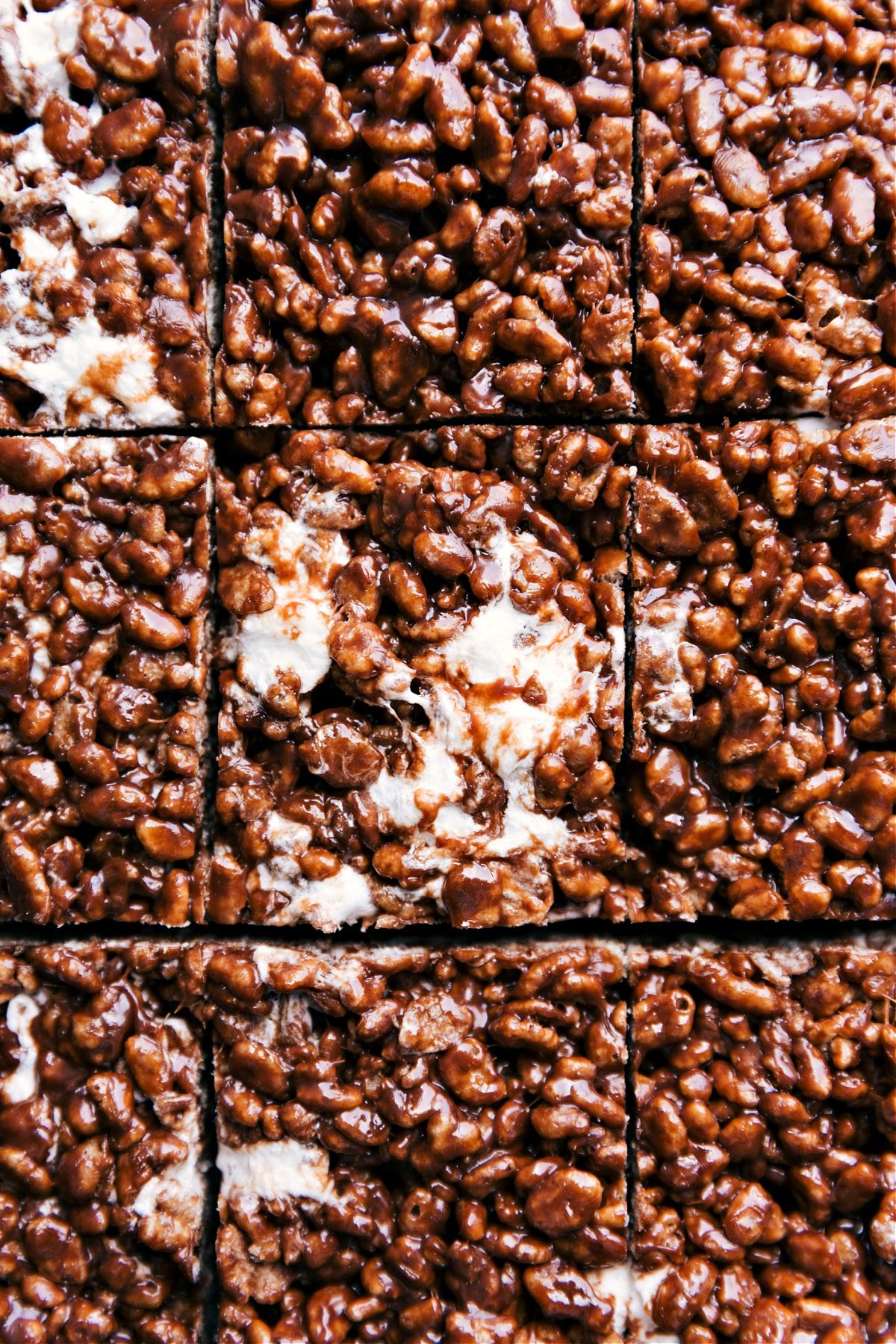 The Best Chocolate Rice Krispie Treats Recipe Chocolate Rice Krispie Treats cut into squares.