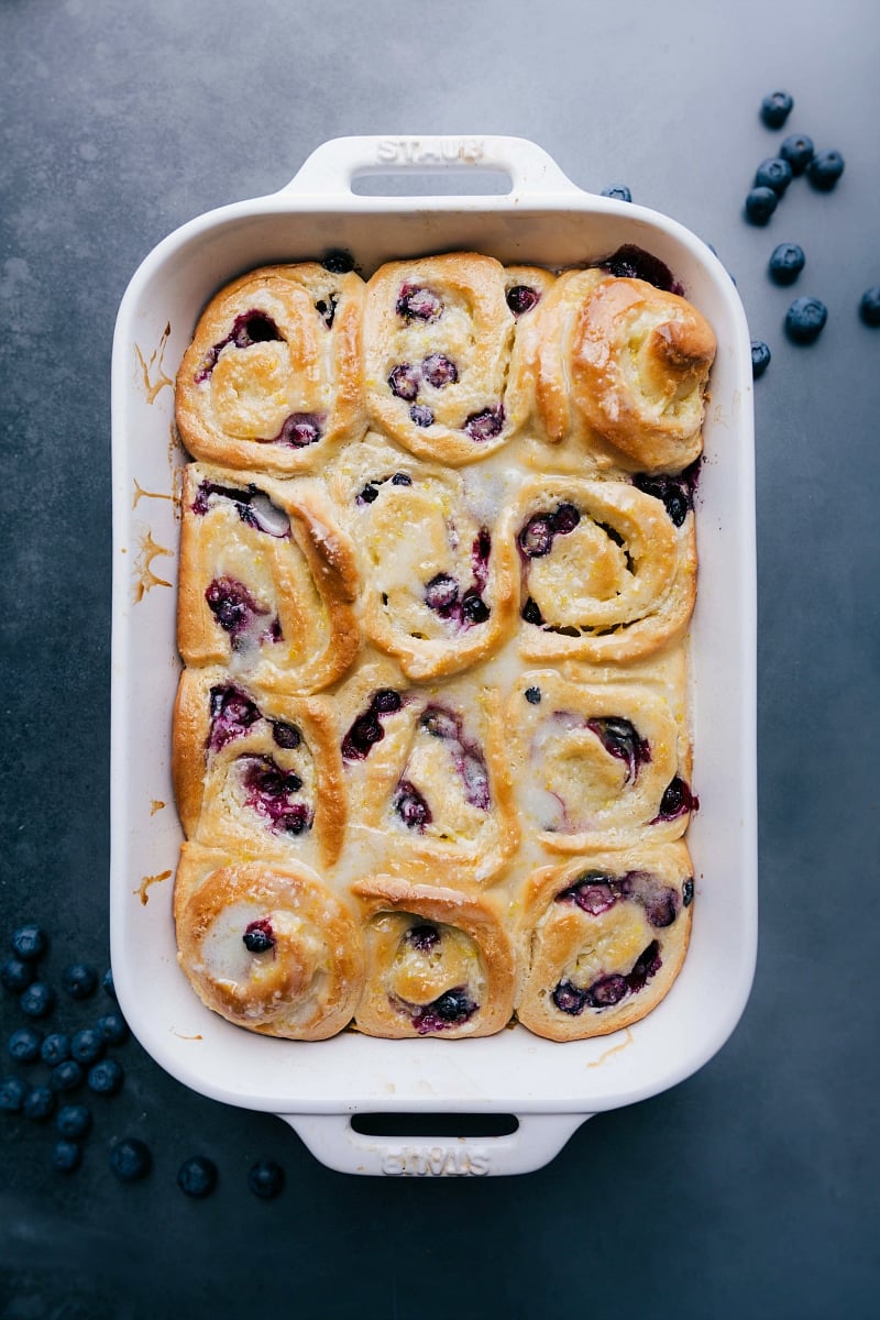 Delicious Lemon-Blueberry Sweet Rolls, Ready to Indulge In Scrumptious lemon-blueberry sweet rolls, a delectable pastry treat.