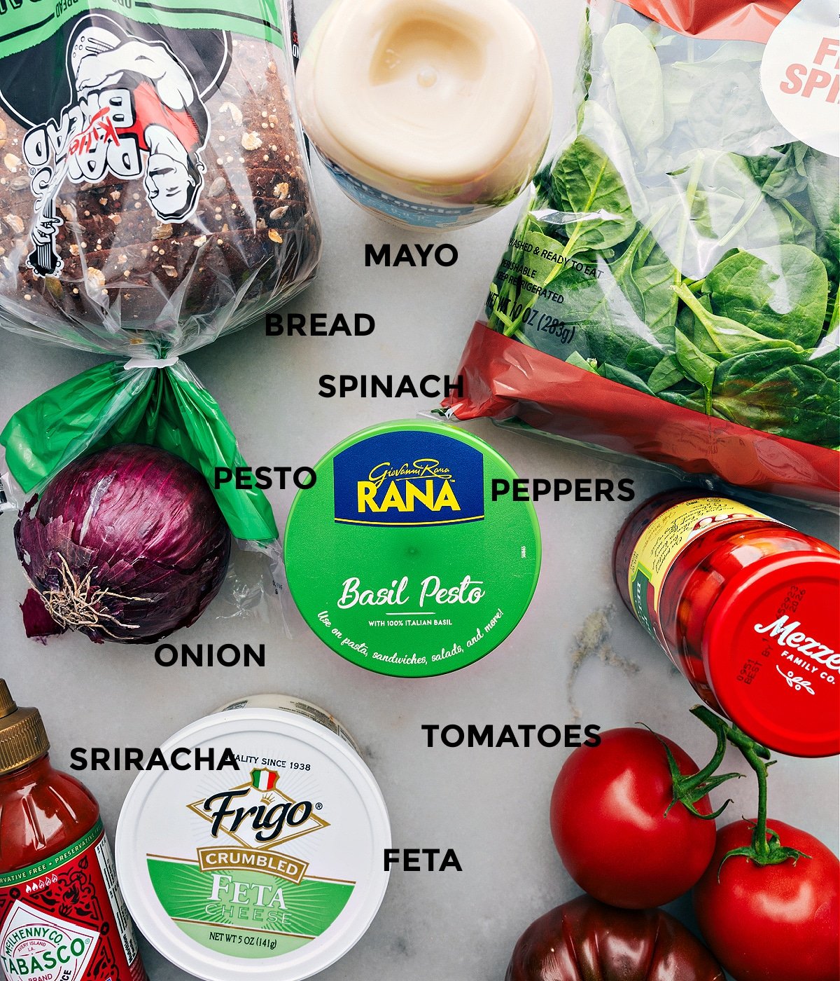 All the ingredients in this recipe prepped out for easy assembly.