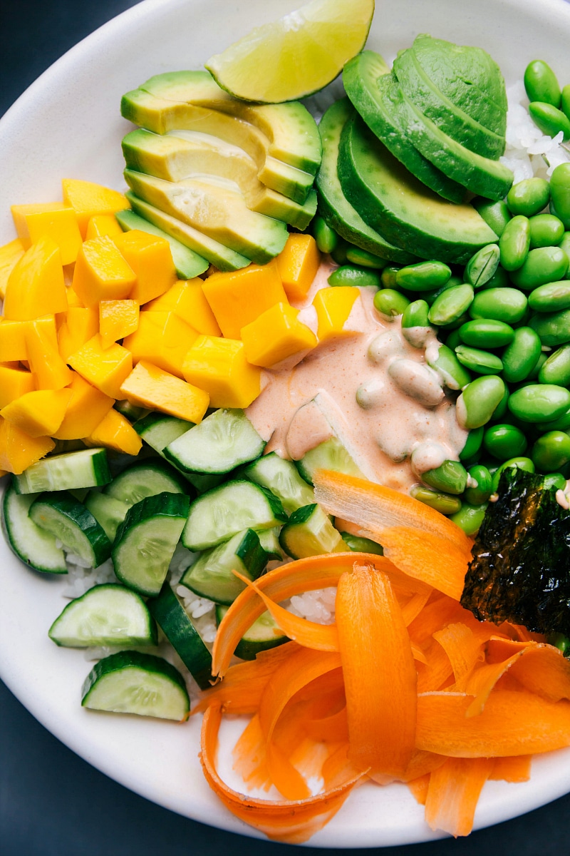 View of a Vegetarian Sushi Bowl.