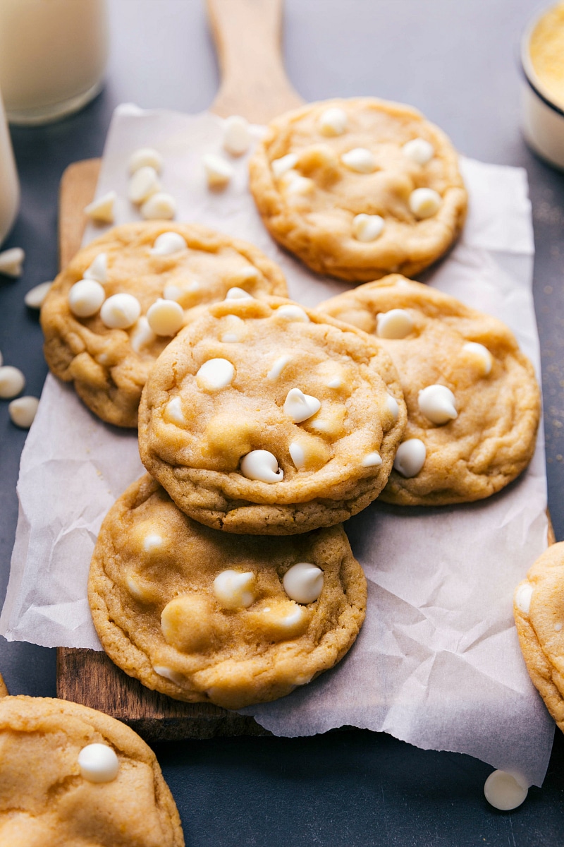 Image of Cornmeal Cookies stacked on top of each other, ready to be eaten.