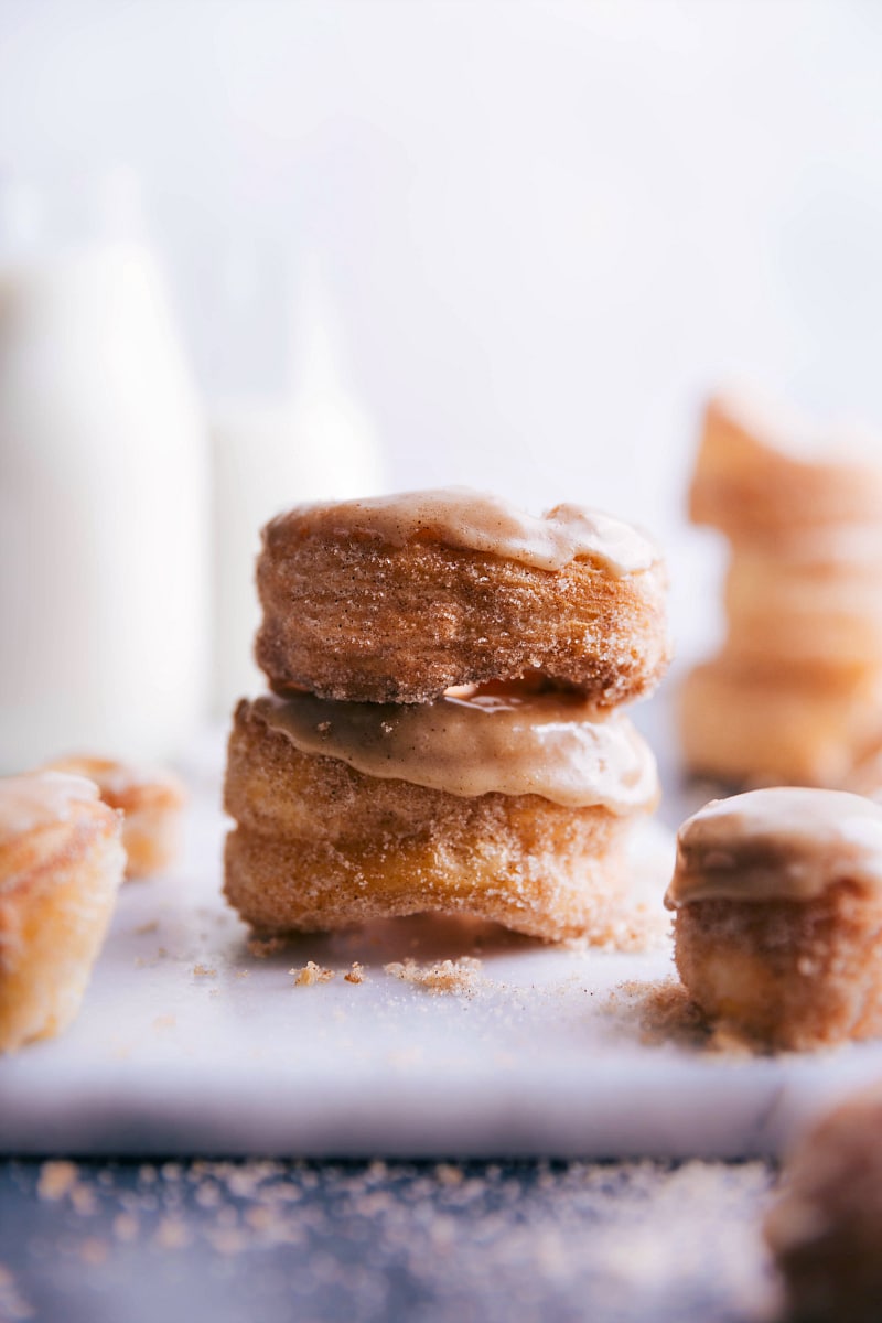 Stack of glazed cronuts, showcasing the ideal blend of flavor and texture.