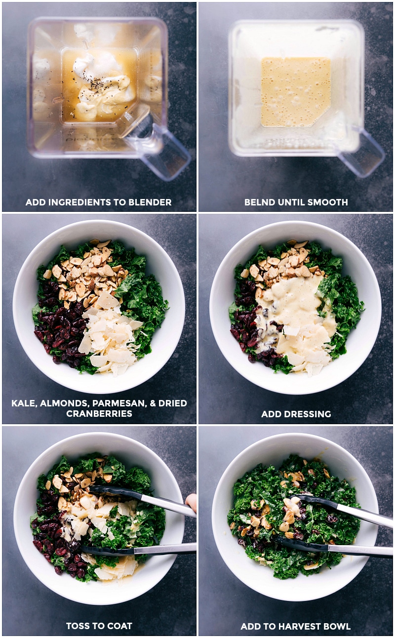 Process shots--Making the dressing; assembling salad ingredients; adding dressing; toss to coat.