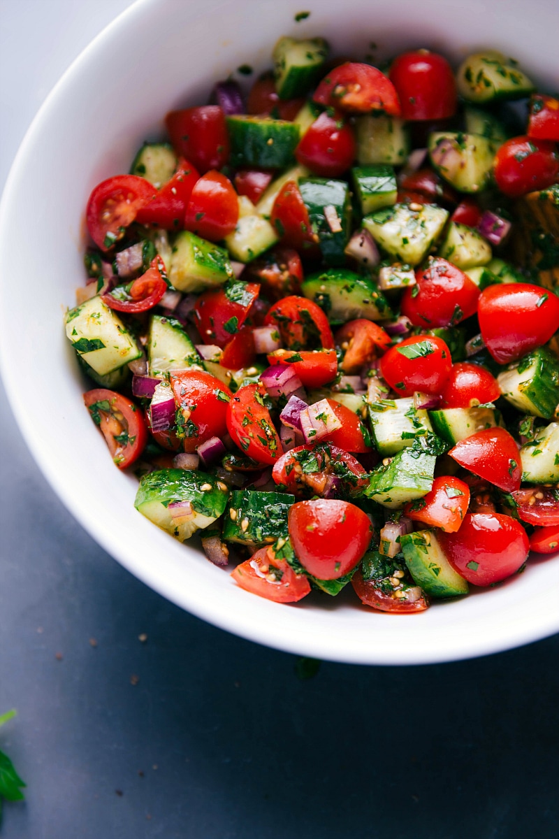 View of the finished Israeli Salad.