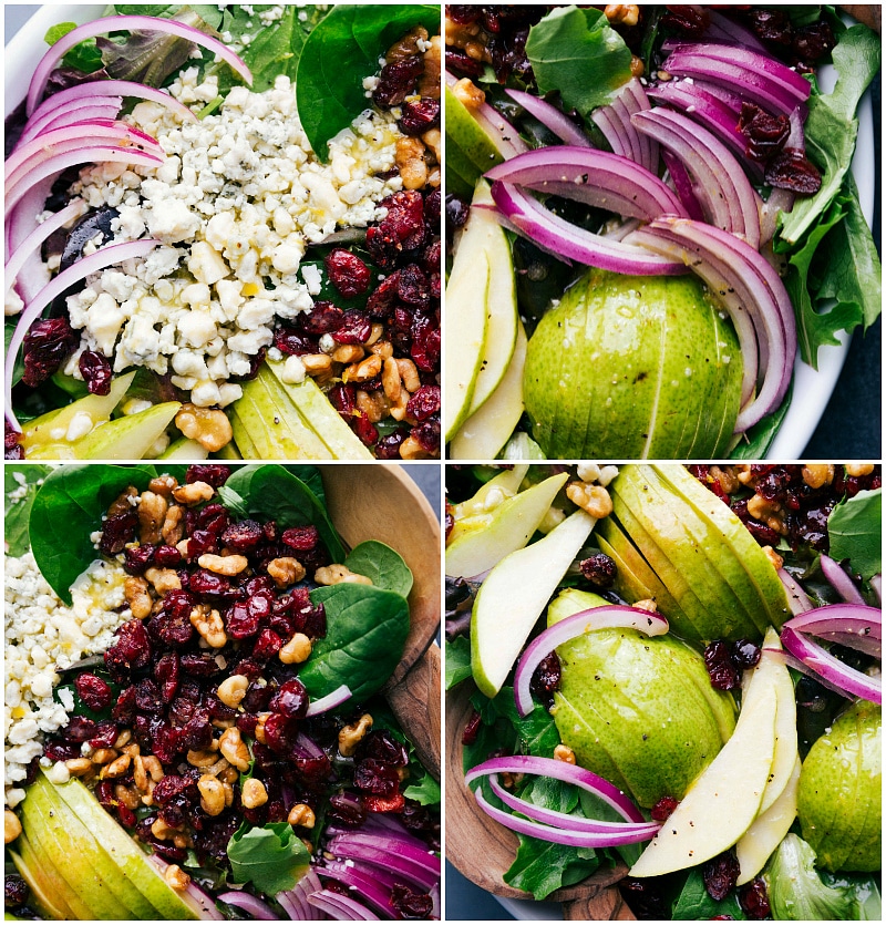 All the different components of the salad showing.