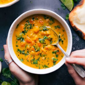 Sweet Potato Coconut Curry Soup (With Chickpeas!)