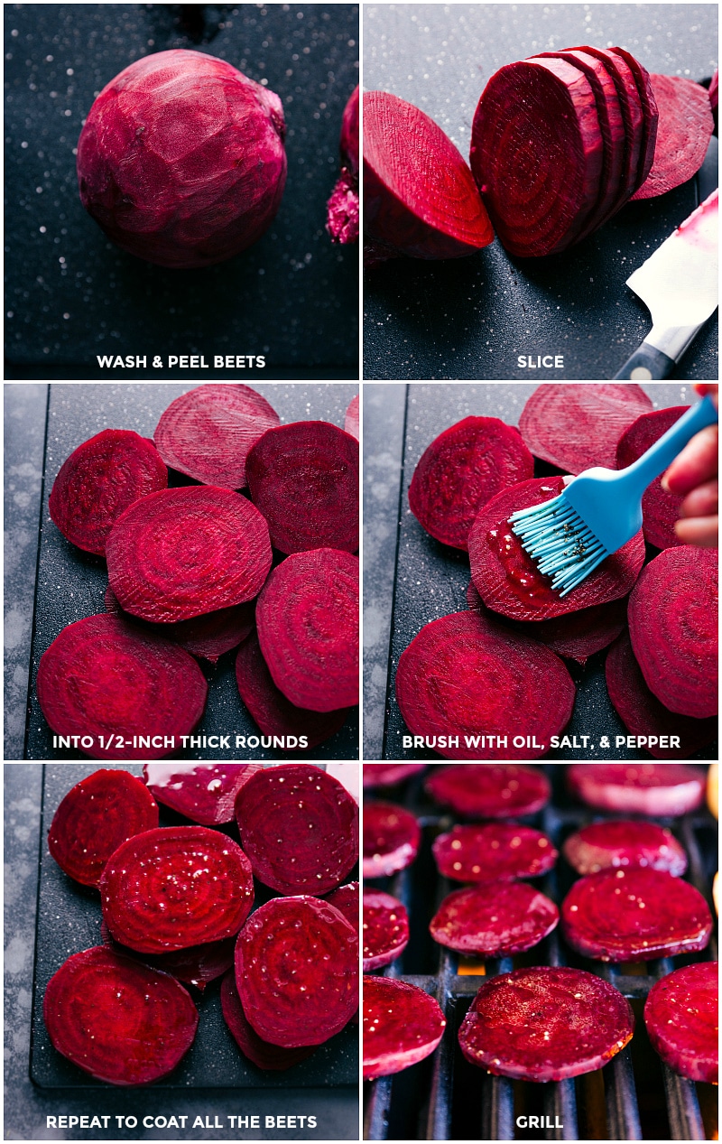 Process shots-- images of the beets being prepped and grilled