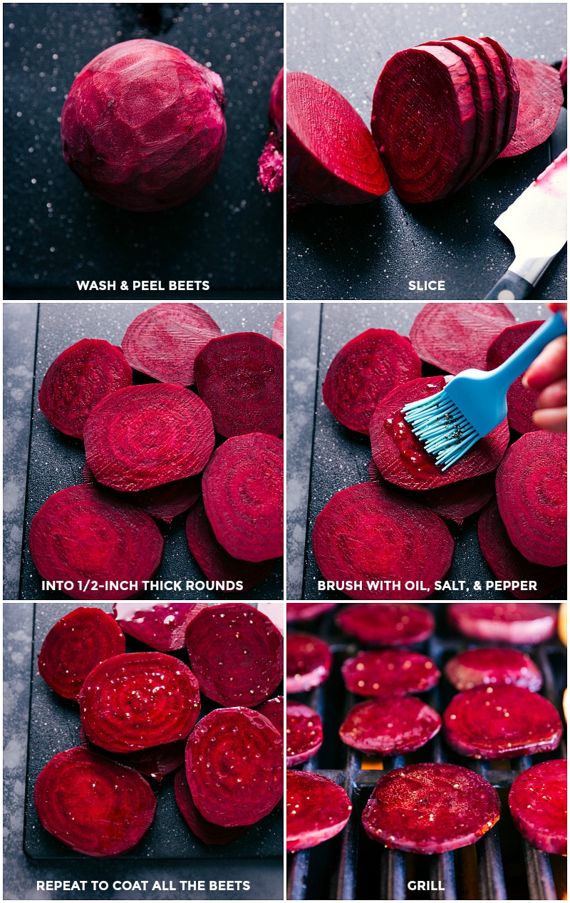 Process shots-- images of the beets being prepped and grilled