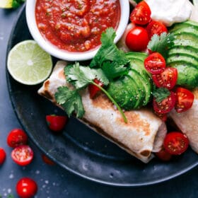 Healthy burritos topped with fresh vegetables, ready to be enjoyed.
