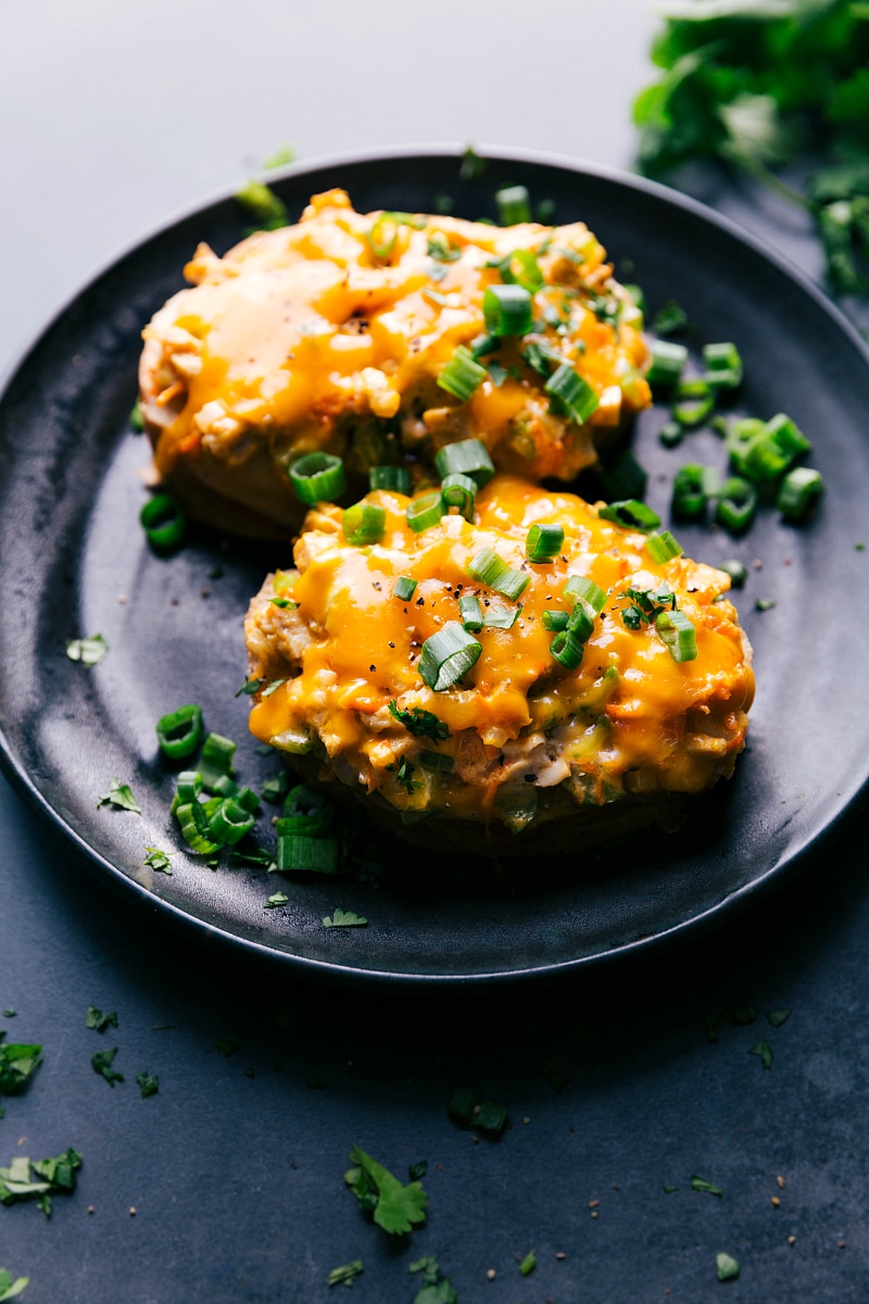 Overhead image of Chicken Melts, fresh out of the oven.