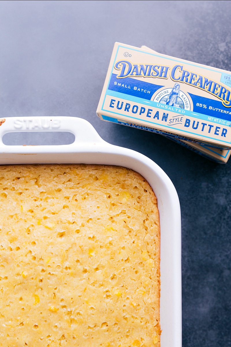 Overhead image of the Corn Casserole 