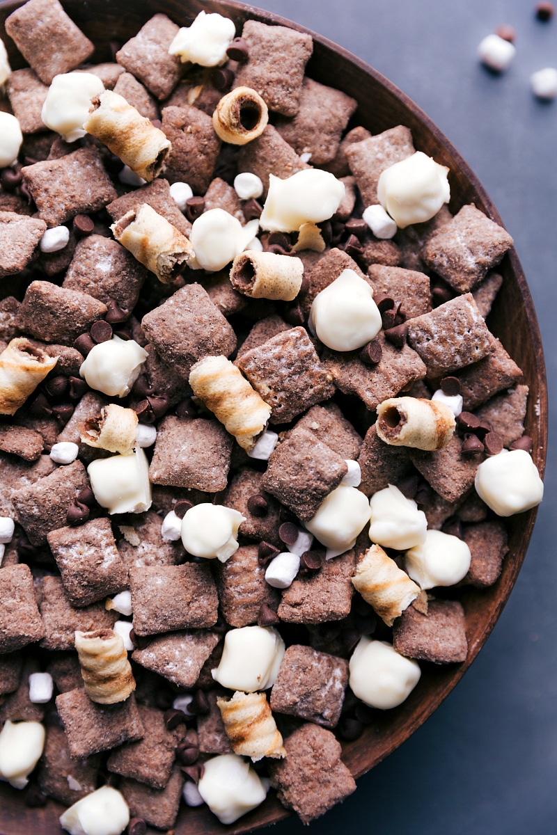 View of the finished Hot Chocolate Snack Mix.