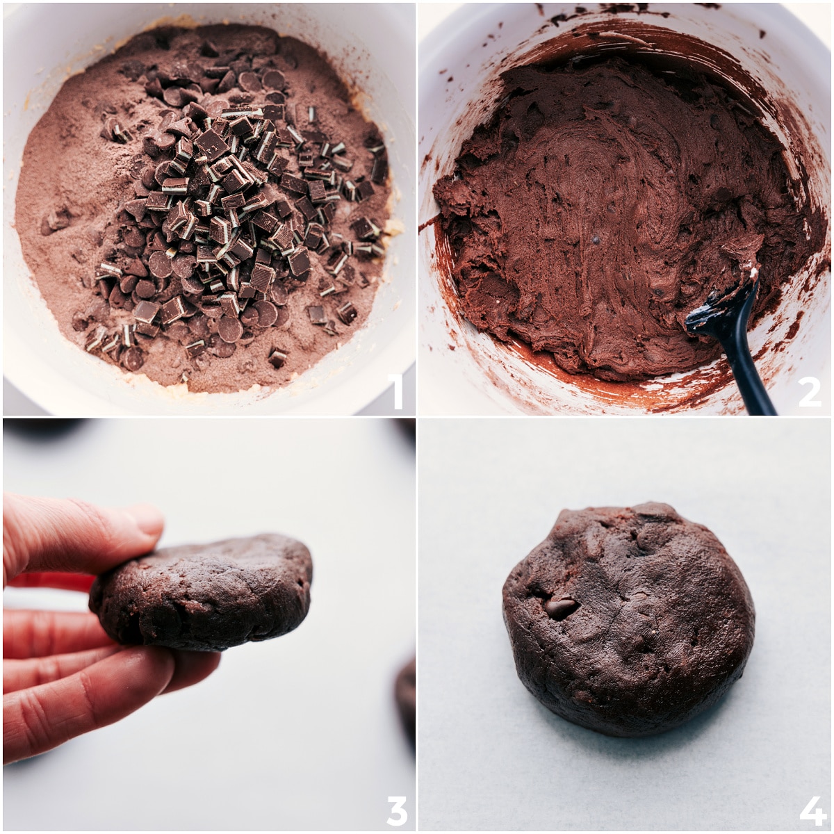 Delicious and festive Mint Brownie Cookies -- like a mint brownie but in cookie form! The chocolate cookie base is made with a brownie mix for an authentic brownie-tasting cookie. These fudgy and rich cookies are topped with peppermint frosting and a chocolate mint ganache, but they can also be simplified and made without those extra toppers. Recipe via ChelseasMessyApron.com #brownies #mintchocolate #mint #chocolate #brownie #brookie #ganache