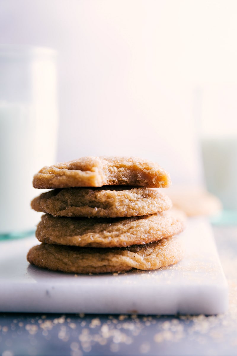 Image of the Brown Sugar Cookies stacked on top of each other.