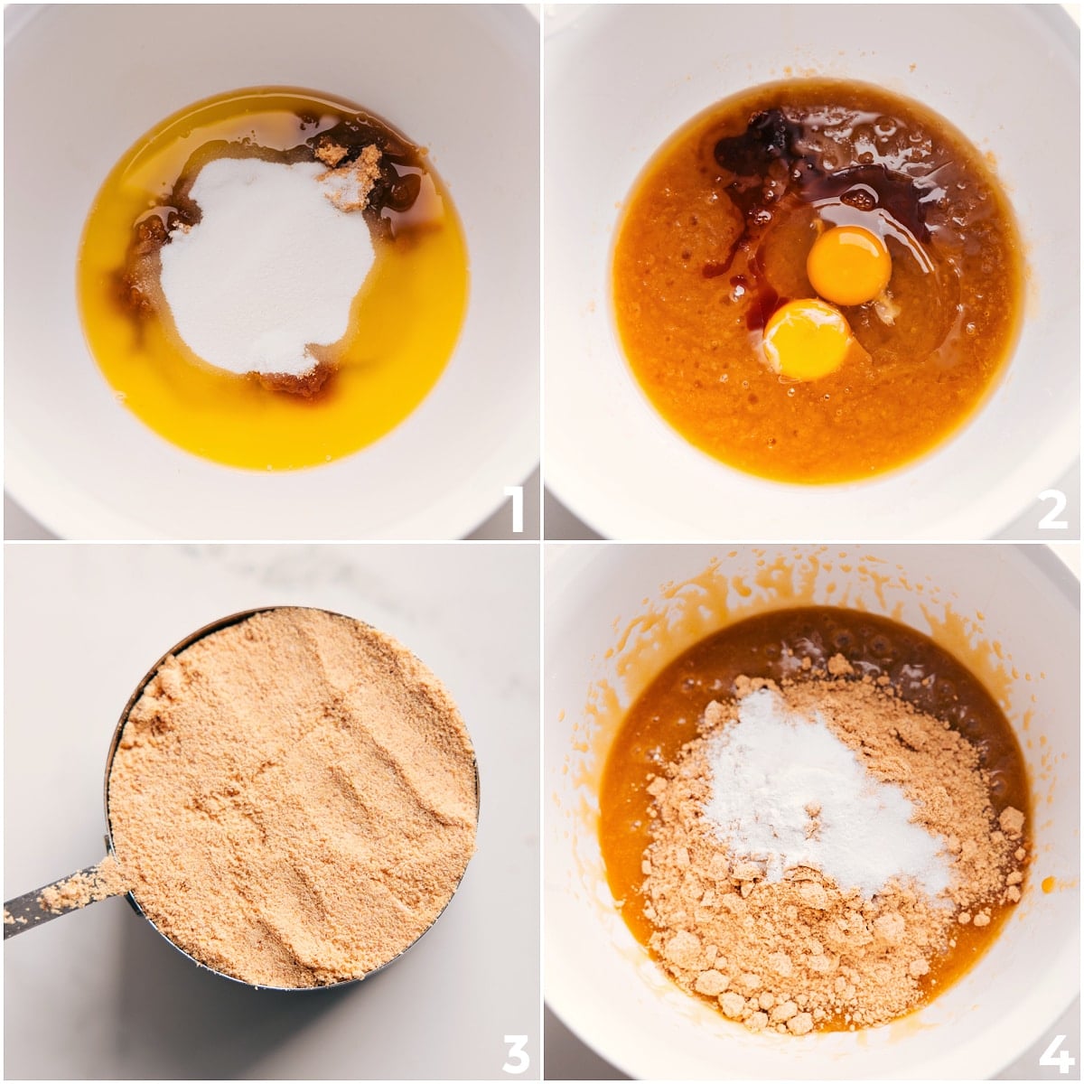 How To Make Graham Cracker Cookies The wet ingredients mixed together in a bowl and then the graham cracker crumbs and and baking agents added into the bowl for these graham cracker cookies.