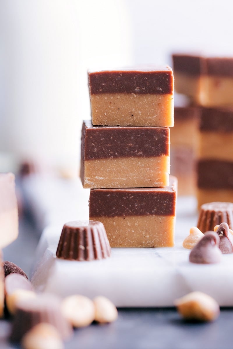 Image of three pieces of Reese's Fudge.