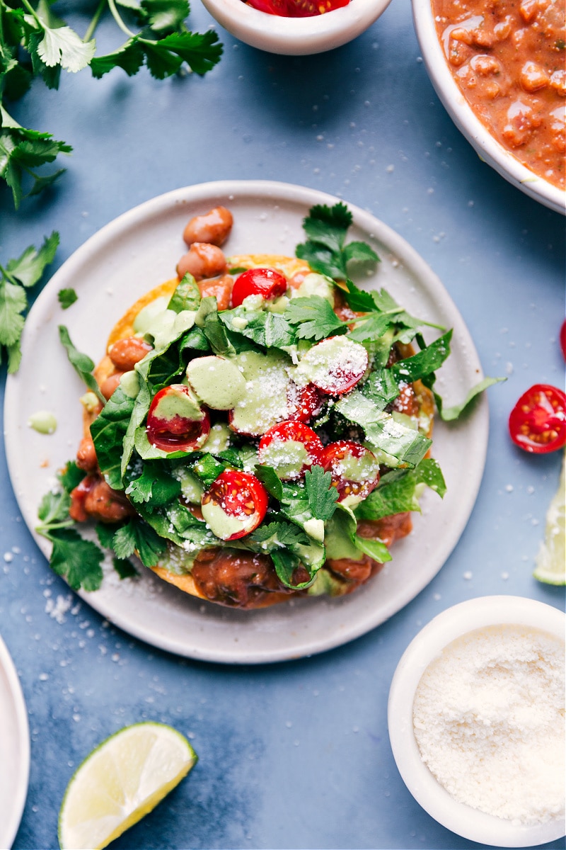 Overhead image of the Bean Tostada.