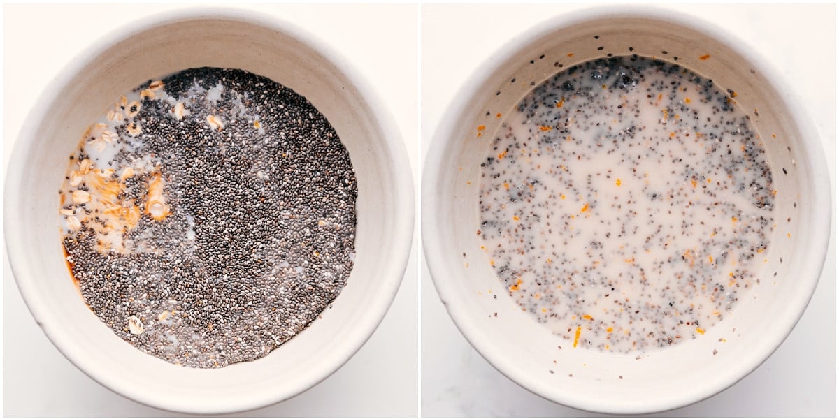 How To Make This Chia Pudding Recipe All the ingredients for this chia pudding recipe combined in a bowl to enjoy.