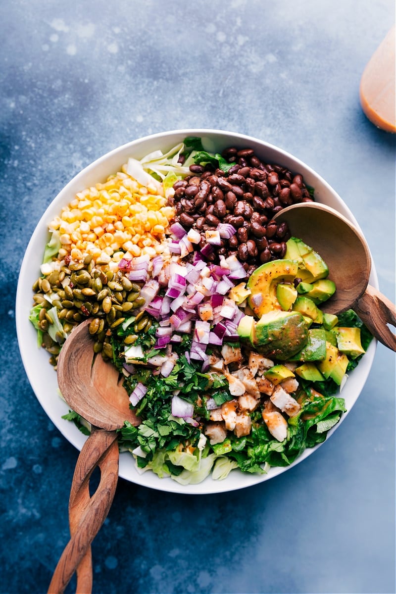 Overhead view of Chipotle Chicken Salad.