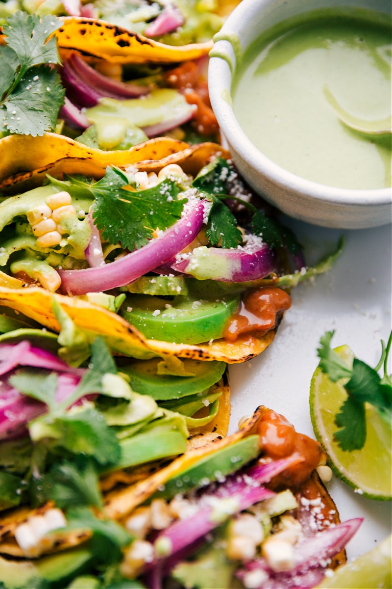 Overhead image of the Pinto Bean Tacos.