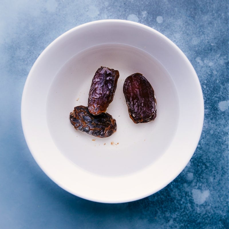 Process shots-- images of the dates being soaked before adding to recipe.