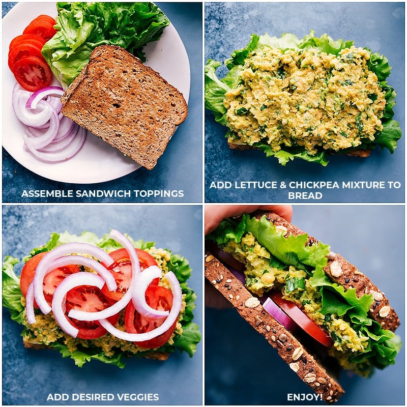 Assembling Chickpea Salad Sandwiches