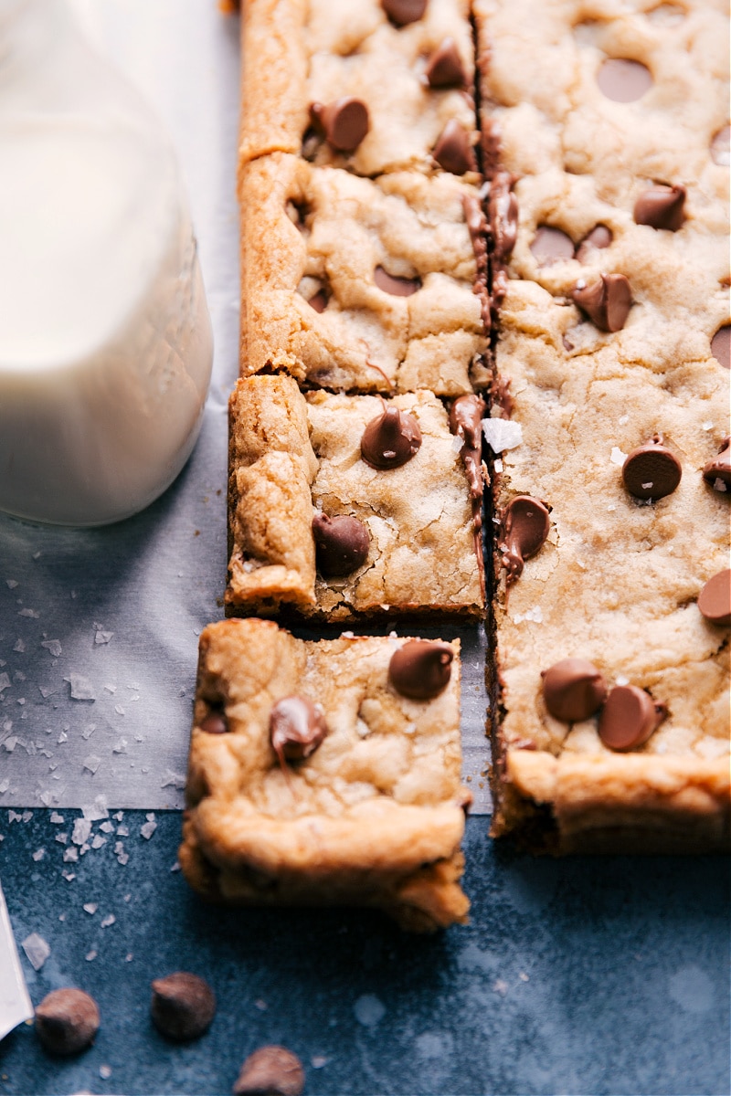 Up-close image of Cookie Bars cut and ready to be served.