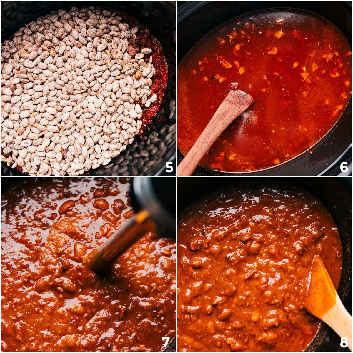 You won't believe how simple these from-scratch Pinto Beans are -- no soaking required! These beans are deeply savory with a smoky flavor and have the best creamy texture! Recipe via ChelseasMessyApron.com #pintos #pintobeans #instantpot #crockpot #slowcooker #nosoak #easy Sautéed vegetables, fire-roasted tomatoes, dried pinto beans, and chicken stock cooked together in a Crockpot, then immersion blended for creamy Crockpot pinto beans.