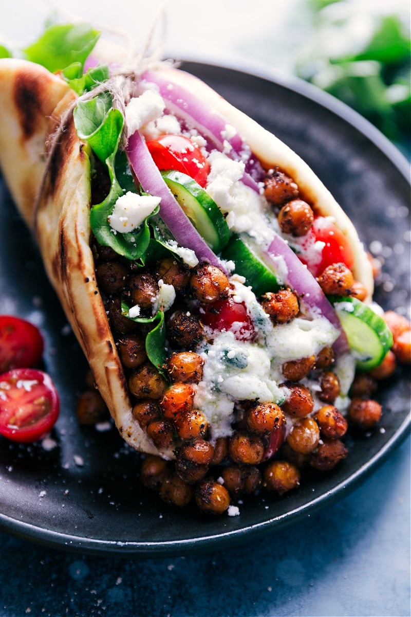 Close-up image of Vegetarian Gyros.