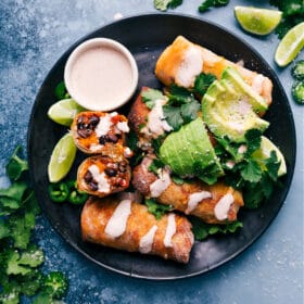 Air Fryer Sweet Potato & Black Bean Egg Rolls