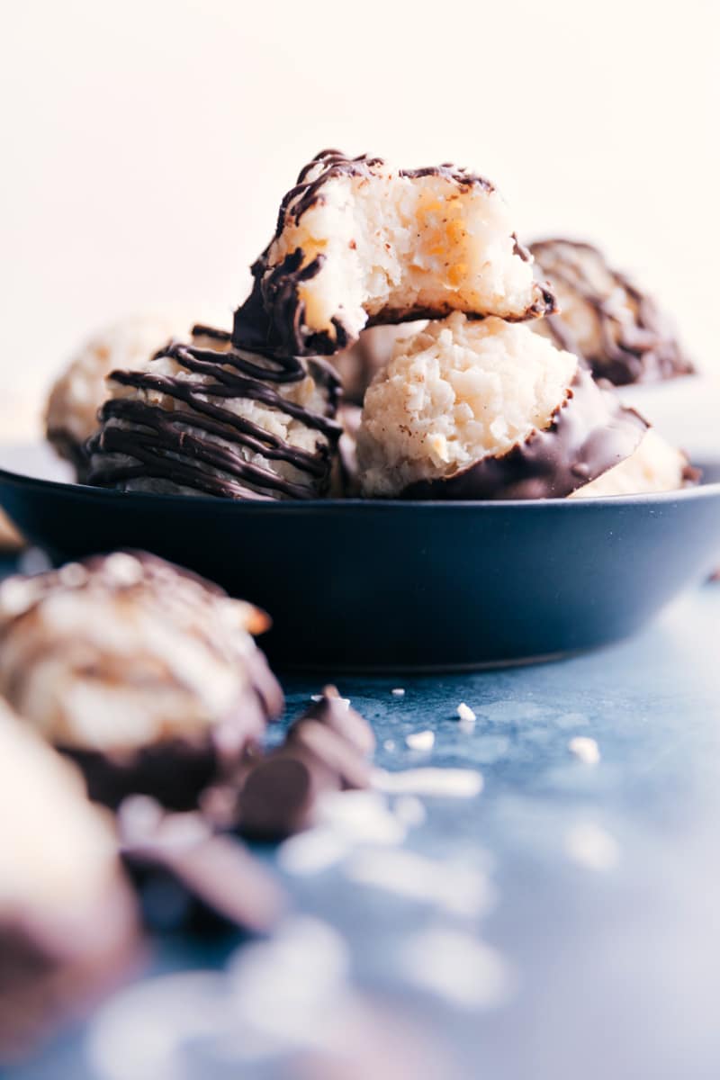 The cookies in a bowl ready to be enjoyed.