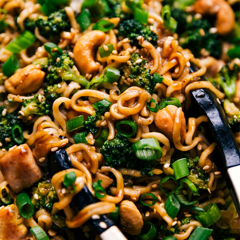 Up close overhead image of the Chicken Ramen Noodles