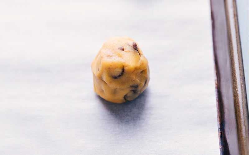 A formed cookie dough ball