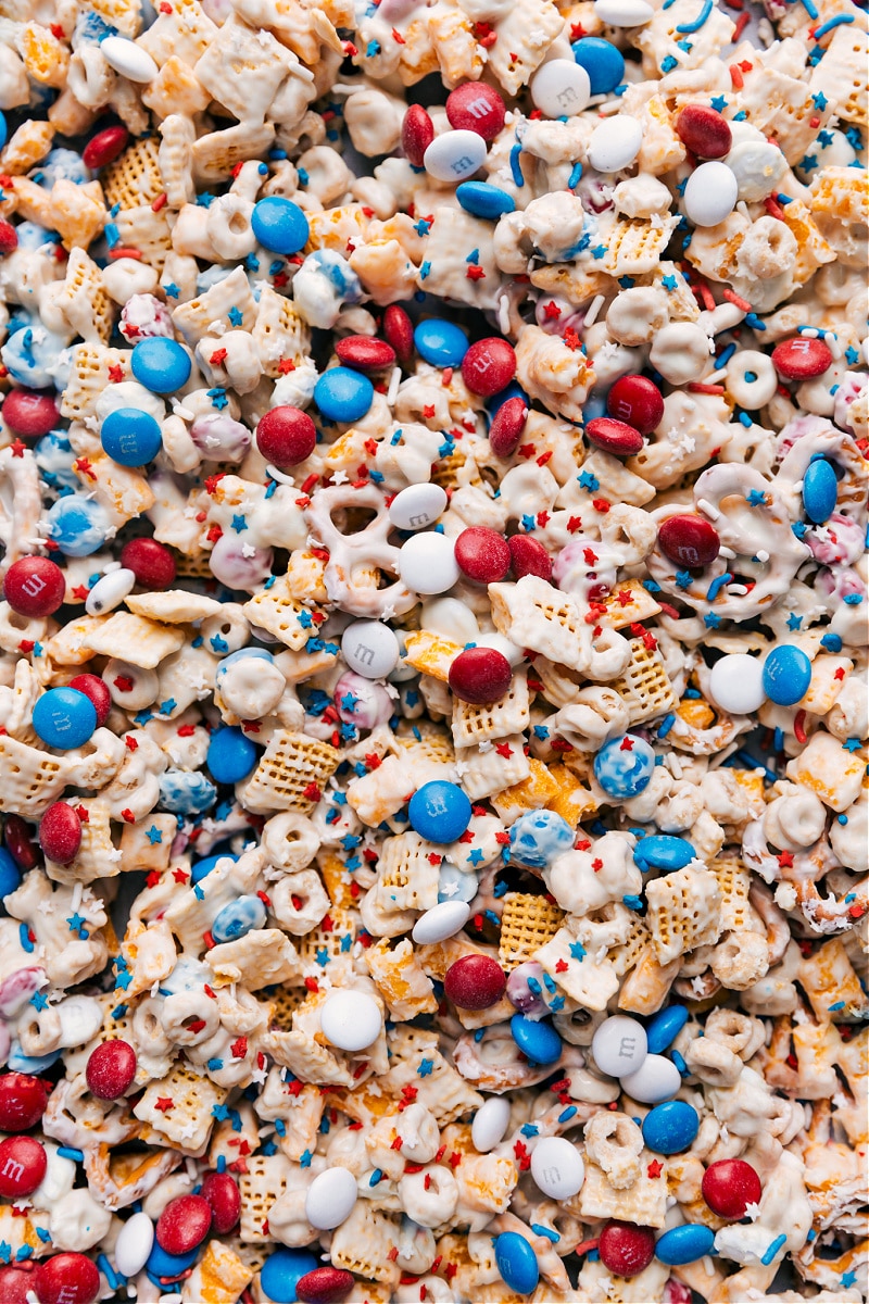 Overhead image of the 4th of July Snack Mix