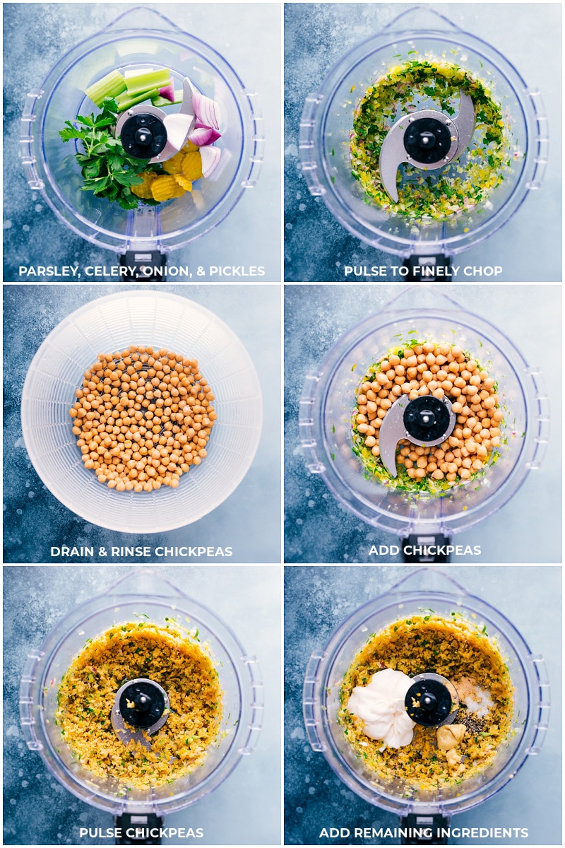 Process shots-- images of all the ingredients being added to the food processer