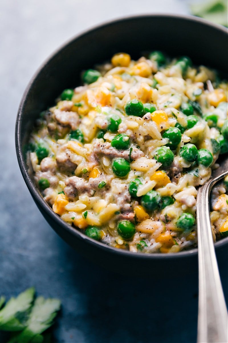 Creamy Pesto Orzo in a bowl