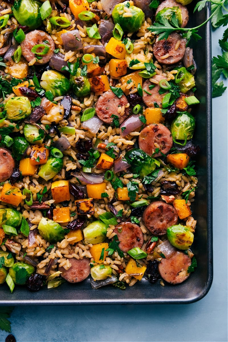 Up close overhead image of the Butternut Squash Wild Rice Pilaf