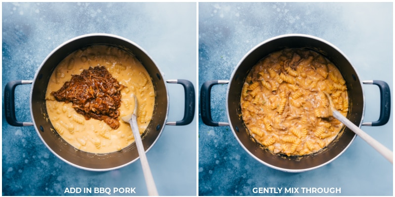 Process shots-- Add BBQ pork to the mixture; gently mix.