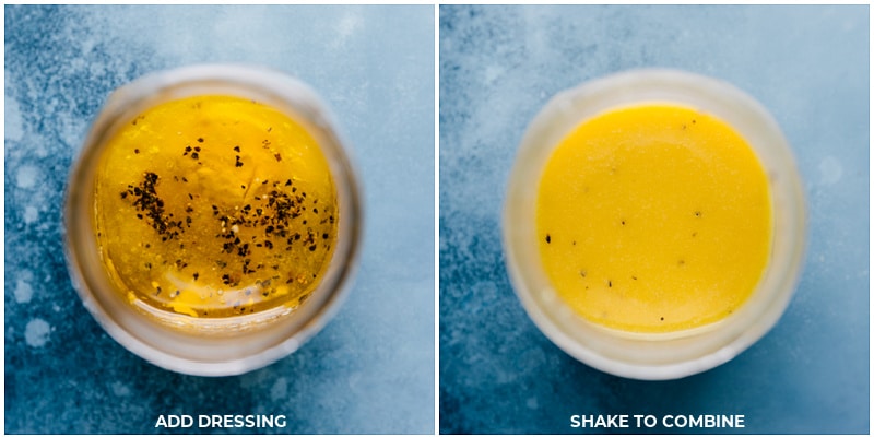 Process shots-- making the dressing