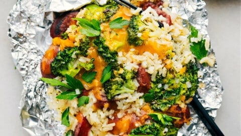 Cheesy Broccoli and Chicken (Foil Pack) - Chelsea's Messy Apron