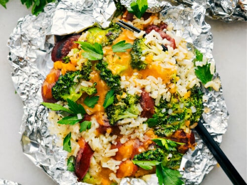 Cheesy Broccoli and Chicken (Foil Pack) - Chelsea's Messy Apron