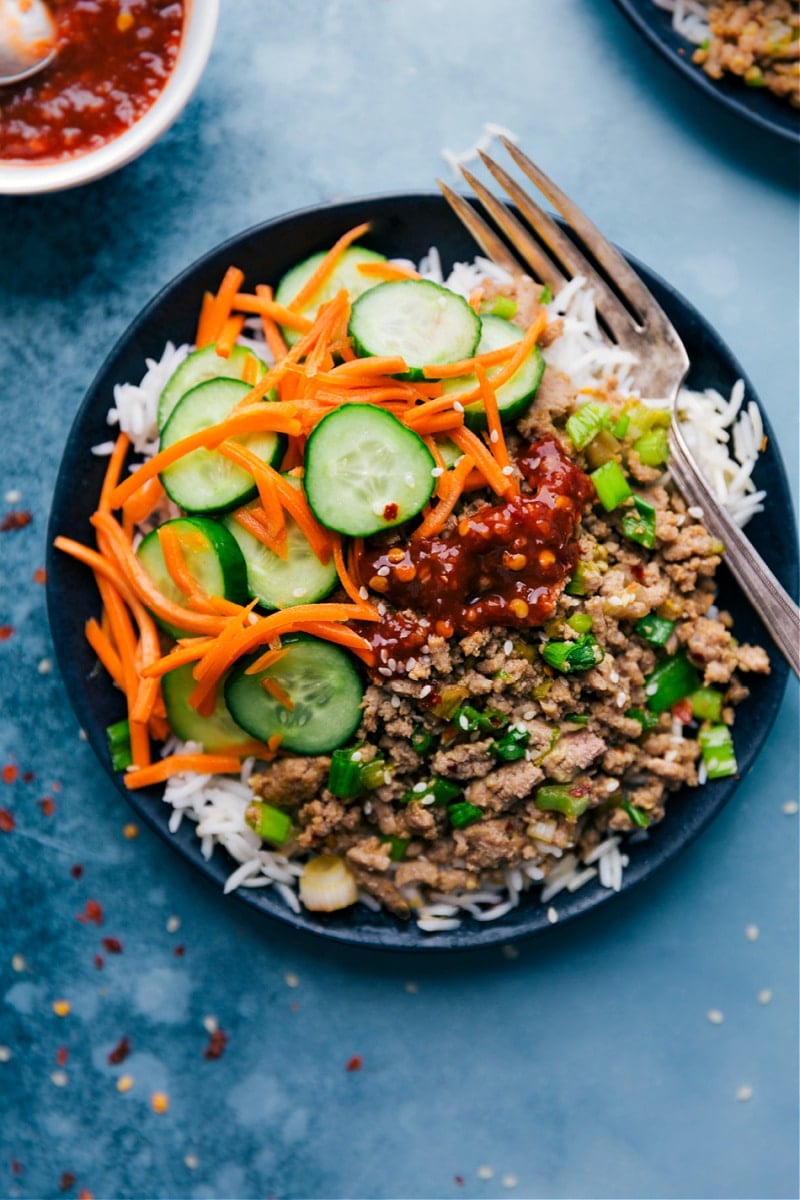 Overhead image of Korean Ground Turkey on a plate