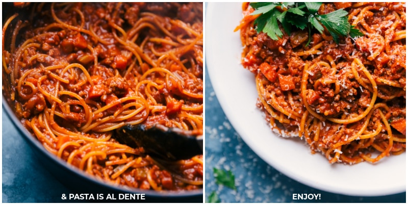 Process shots--cook until pasta is al dente; serve.