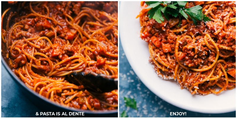 Process shots--cook until pasta is al dente; serve.