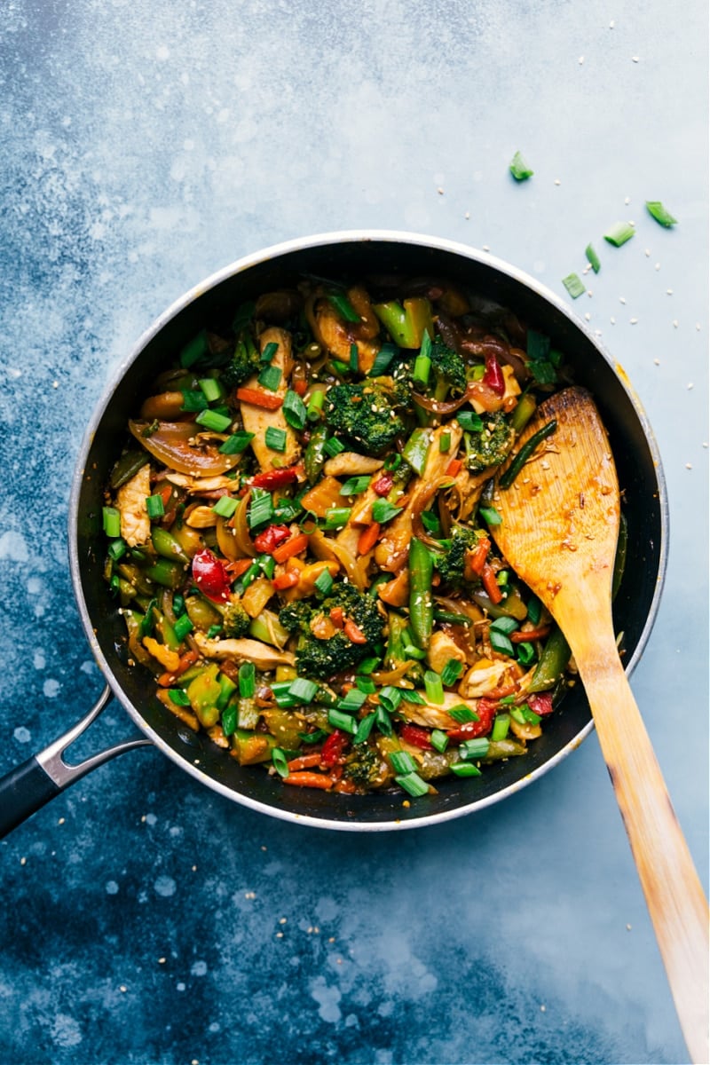 Overhead image of the Rotisserie Chicken Stir-Fry