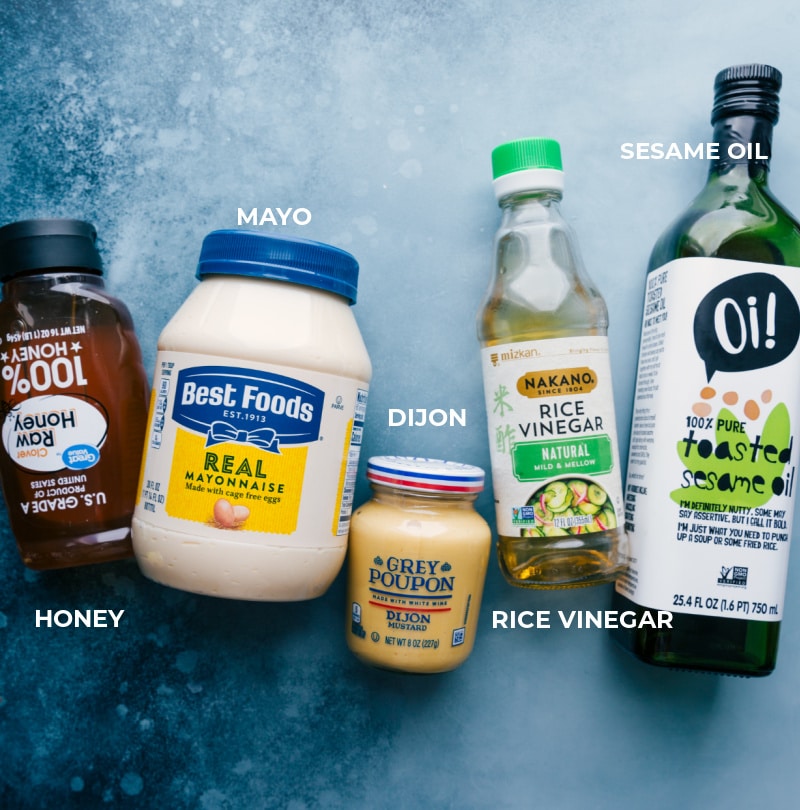 Ingredient shot--image of all the dressing ingredients used in this Applebees chicken salad