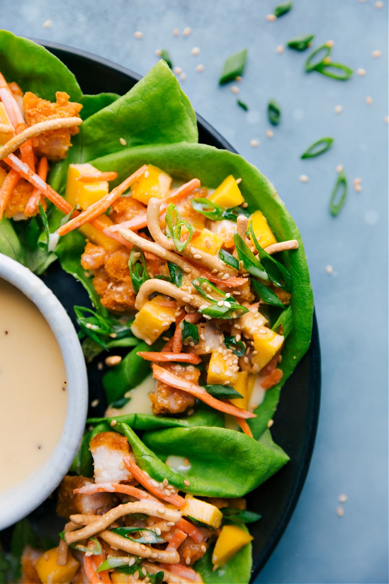 Asian Chicken Lettuce Wraps on a plate