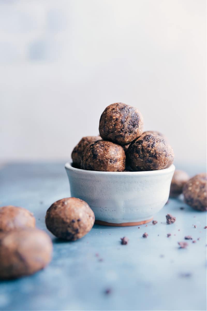 Cookies and Cream Energy Bites in a bowl